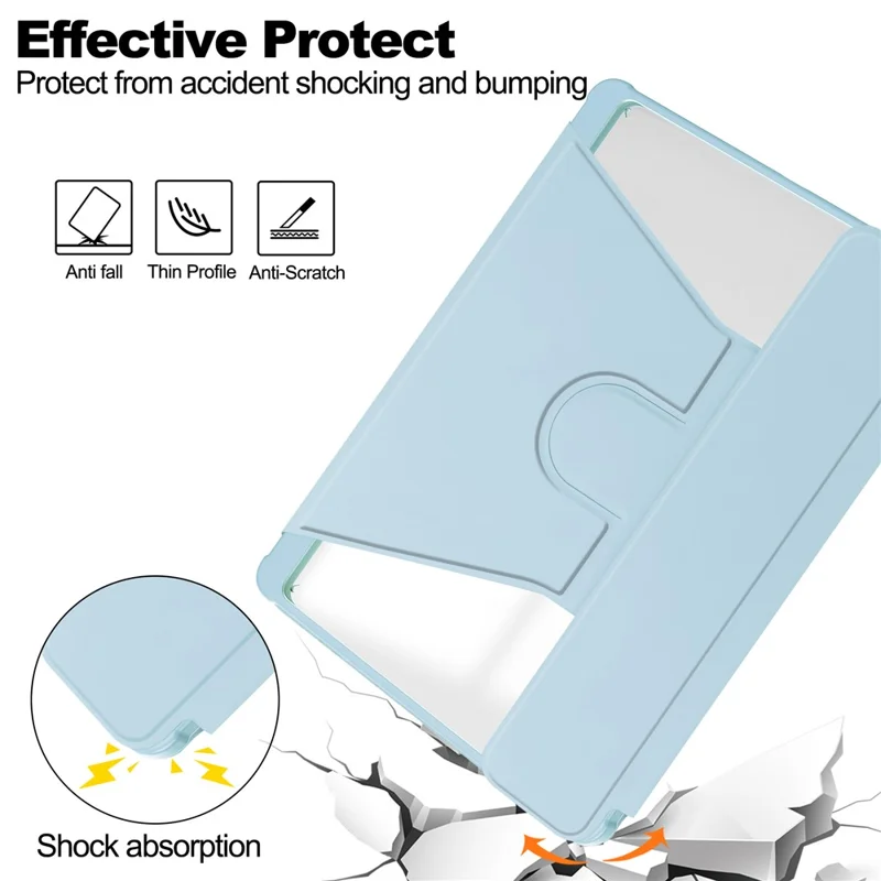 For Samsung Galaxy Tab S10 FE / S9 FE Case Leather+Acrylic Rotary Stand Cover with Bluetooth-Compatible Keyboard - Sky Blue