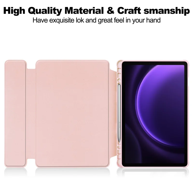 Capa de Couro+acrílico com Suporte Giratório para Samsung Galaxy Tab S10 FE / S9 FE com Teclado Compatível com Bluetooth - Rosa