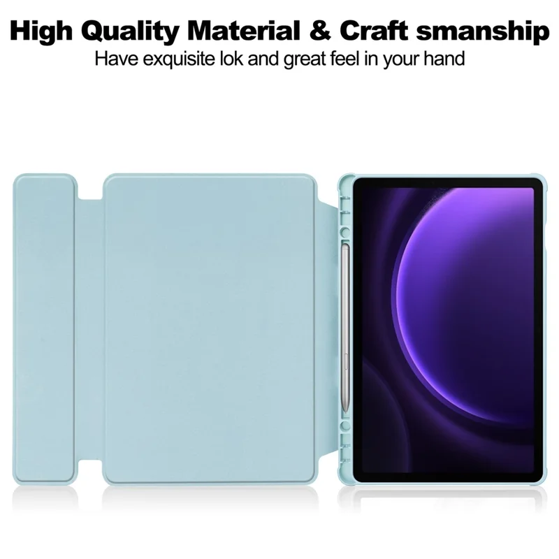 Cover per Samsung Galaxy Tab S10 FE / S9 FE in pelle+acrilico con supporto per tablet (senza tastiera) - Blu cielo