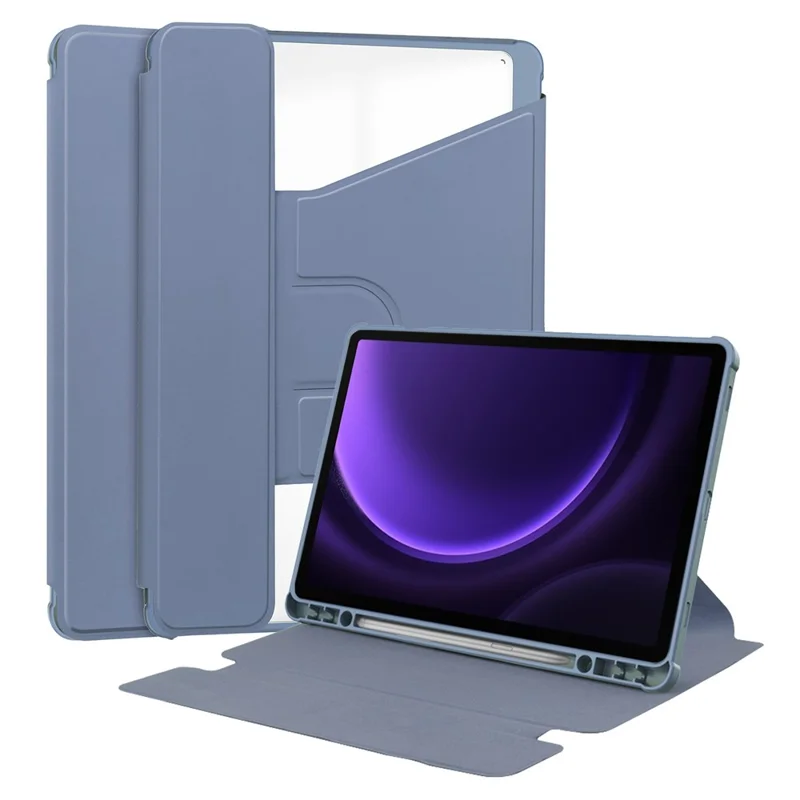 For Samsung Galaxy Tab S10 FE / S9 FE Case Leather+Acrylic Stand Tablet Cover (Without Keyboard) - Purple