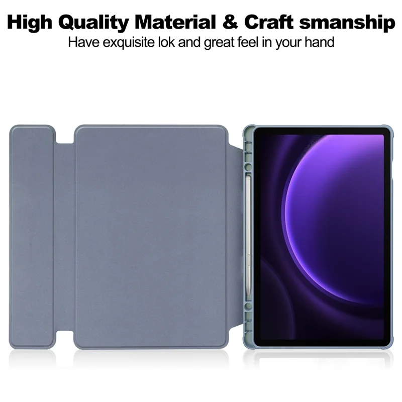 For Samsung Galaxy Tab S10 FE / S9 FE Case Leather+Acrylic Stand Tablet Cover (Without Keyboard) - Purple