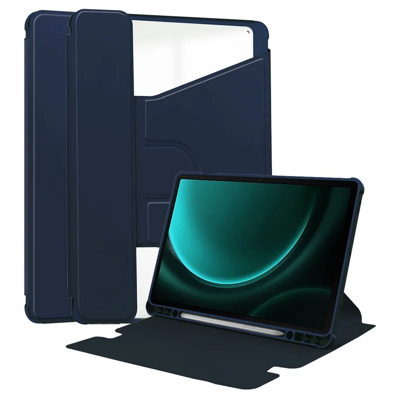 For Samsung Galaxy Tab S9 FE+ Case Rotating Stand Tablet Cover (without Keyboard) - Dark Blue