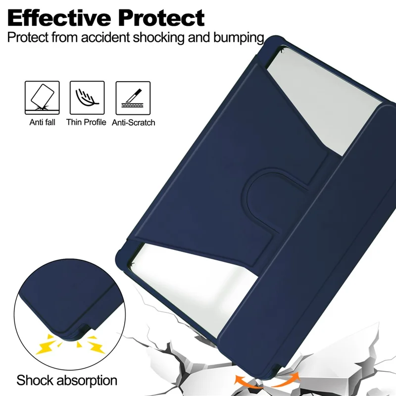 For Samsung Galaxy Tab S9 FE+ Case Rotating Stand Tablet Cover (without Keyboard) - Dark Blue