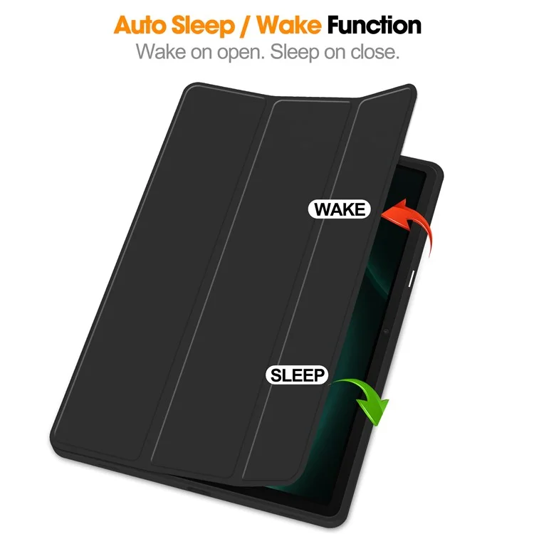 Pour Samsung Galaxy Tab S9 FE+ Étui Tri-fold Support Fente Stylet Housse En Cuir Tablette - Noir