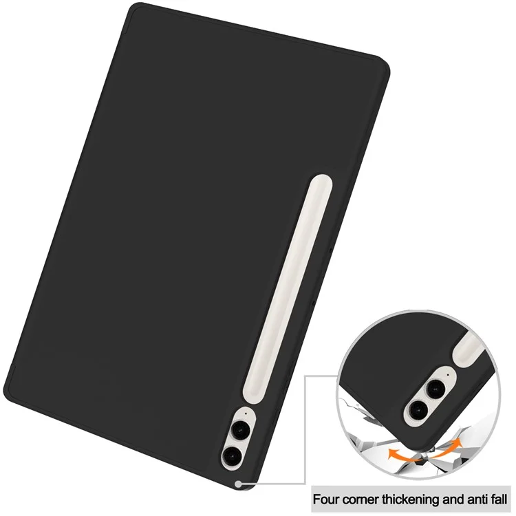 Для Samsung Galaxy Tab S9 fe Plus Case Tri-cold Stand Pen Plot Tablet Table Cover Cover - Черный