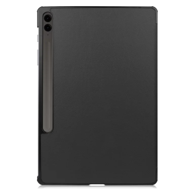 For Samsung Galaxy Tab S9 FE+ Leather Case Tablet Cover with Tri-fold Stand - Black