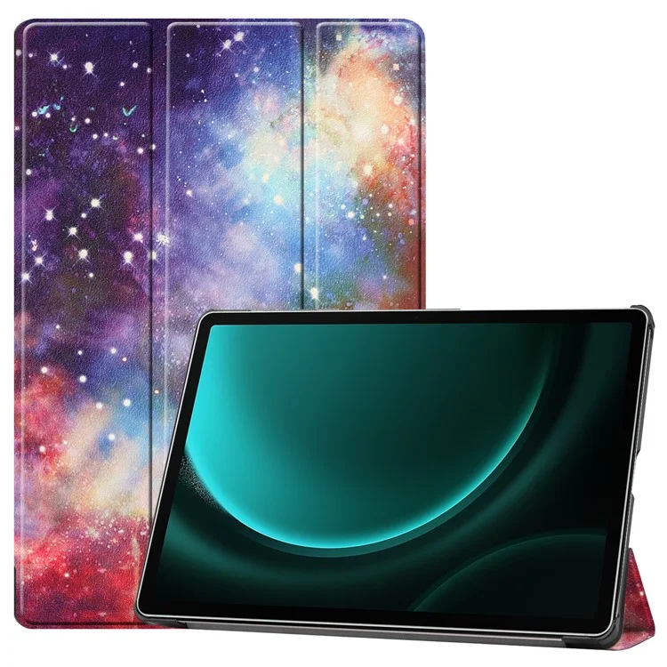 For Samsung Galaxy Tab S9 FE+ Case Tri-fold Stand PU Leather Tablet Cover - Galaxy