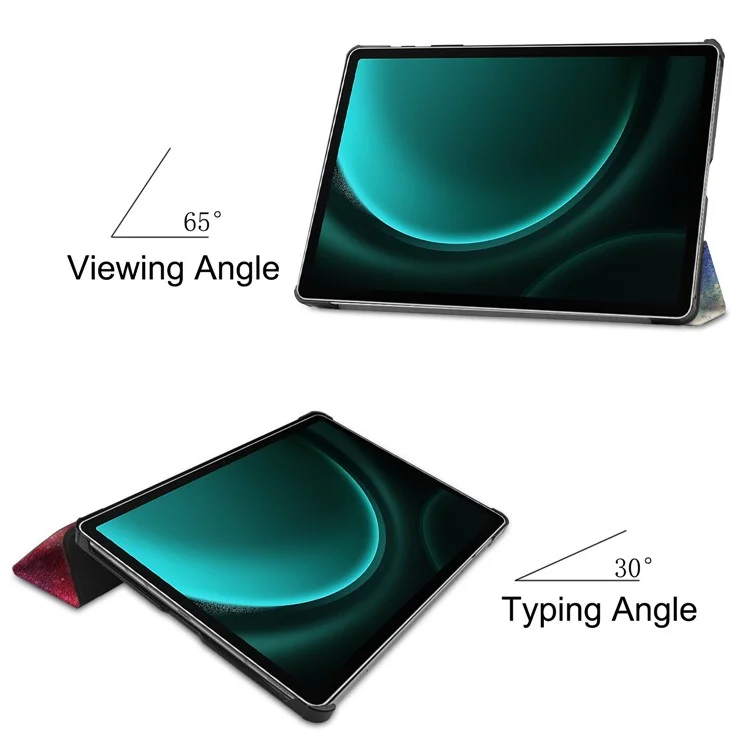 For Samsung Galaxy Tab S9 FE+ Case Tri-fold Stand PU Leather Tablet Cover - Galaxy