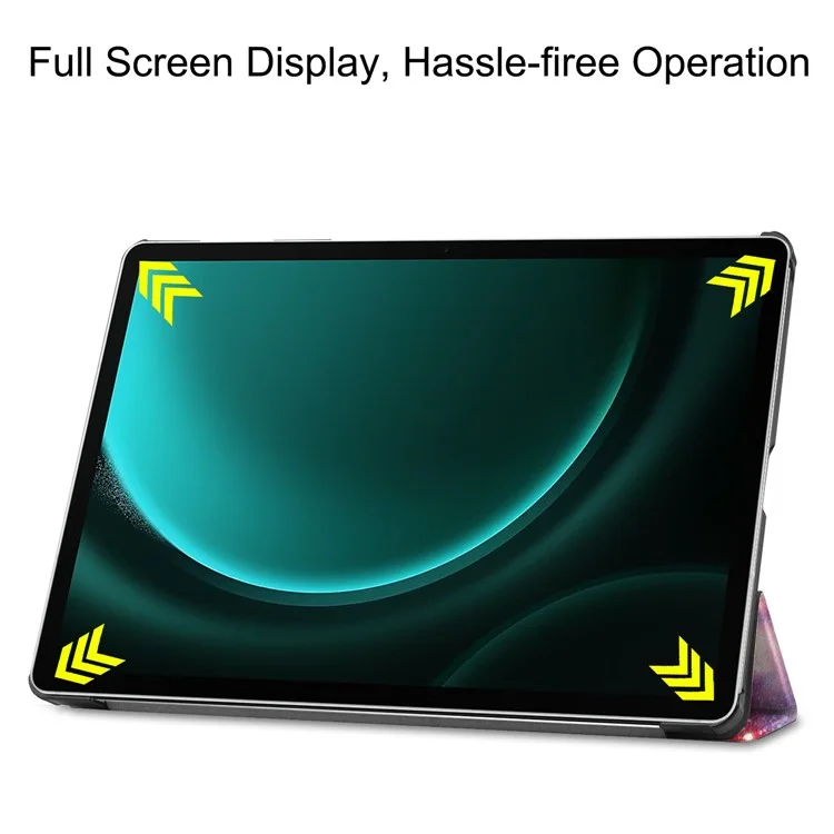 For Samsung Galaxy Tab S9 FE+ Case Tri-fold Stand PU Leather Tablet Cover - Galaxy