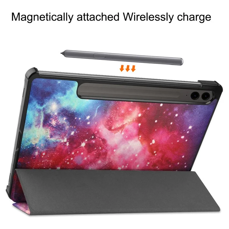 For Samsung Galaxy Tab S9 FE+ Case Tri-fold Stand PU Leather Tablet Cover - Galaxy
