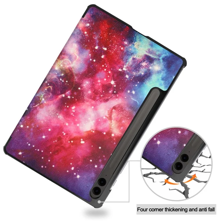 For Samsung Galaxy Tab S9 FE+ Case Tri-fold Stand PU Leather Tablet Cover - Galaxy