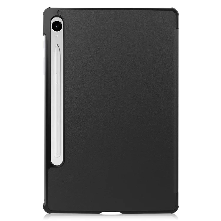 For Samsung Galaxy Tab S9 FE Case Tri-fold Stand PU Leather Tablet Cover - Black