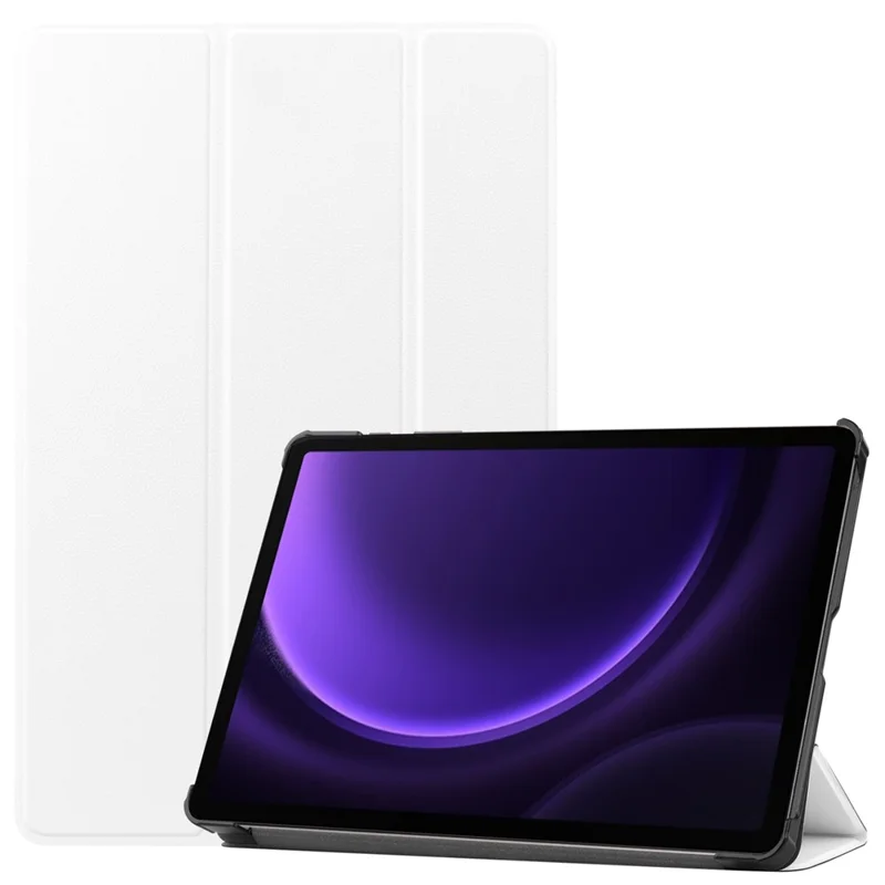 Für Samsung Galaxy Tab S9 FE Hülle Tri-fold Stand PU Leder Tablet Cover - Weiß