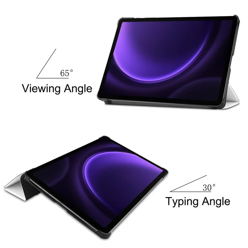 Für Samsung Galaxy Tab S9 FE Hülle Tri-fold Stand PU Leder Tablet Cover - Weiß