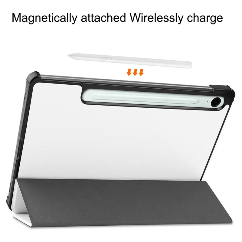 Für Samsung Galaxy Tab S9 FE Hülle Tri-fold Stand PU Leder Tablet Cover - Weiß