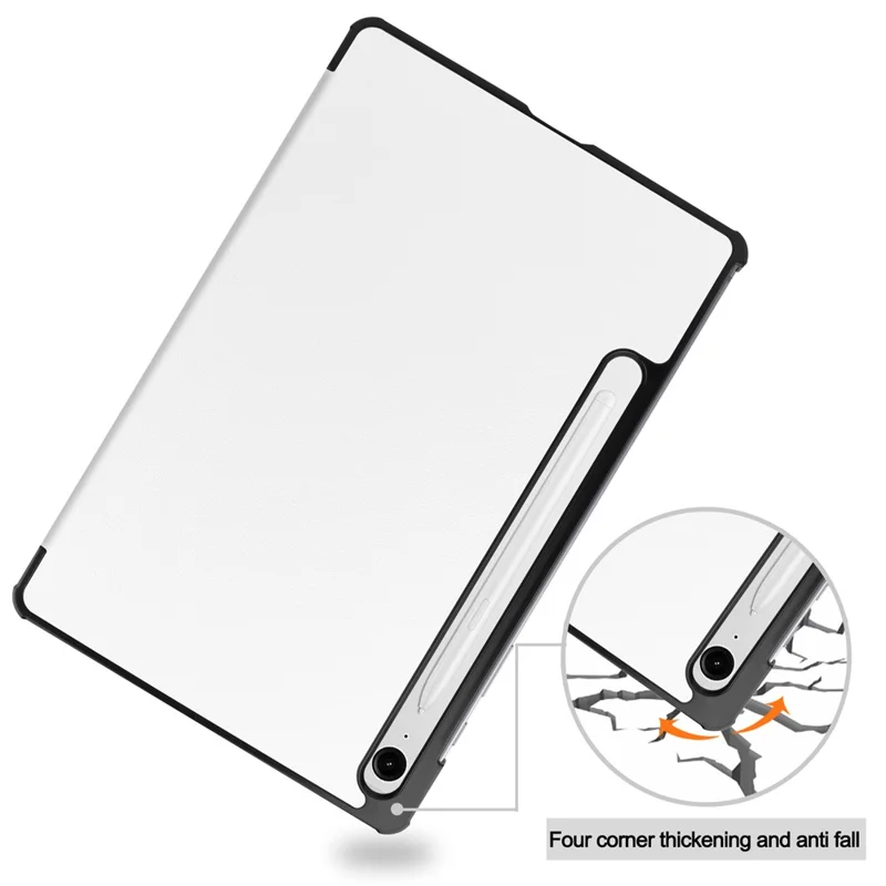 Für Samsung Galaxy Tab S9 FE Hülle Tri-fold Stand PU Leder Tablet Cover - Weiß