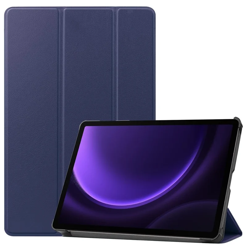 For Samsung Galaxy Tab S10 FE / S9 FE Case Tri-Fold Stand PU Leather Tablet Cover - Dark Blue