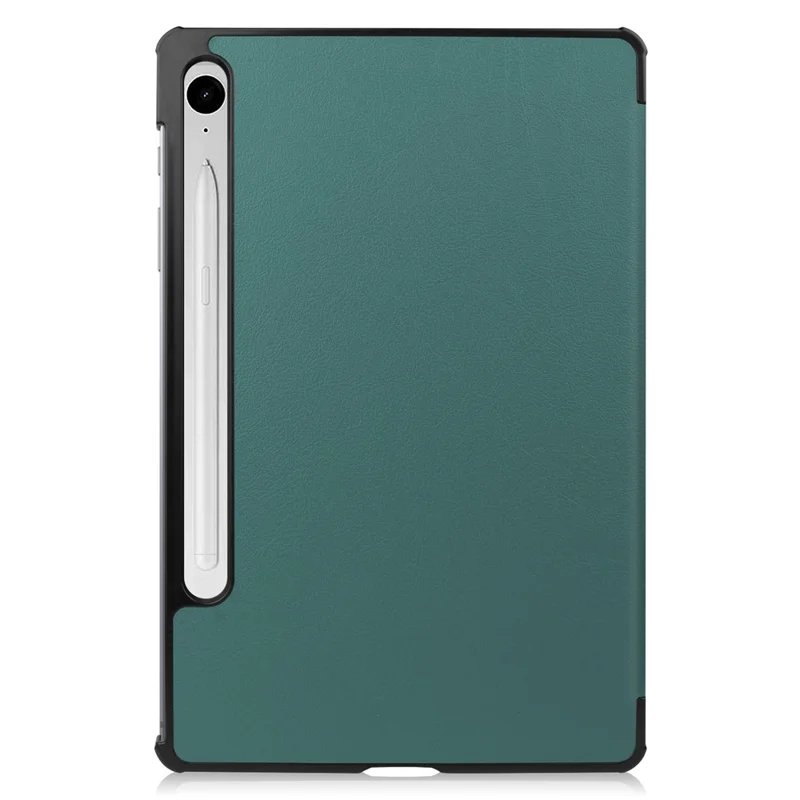 For Samsung Galaxy Tab S10 FE / S9 FE Case Tri-Fold Stand PU Leather Tablet Cover - Blackish Green