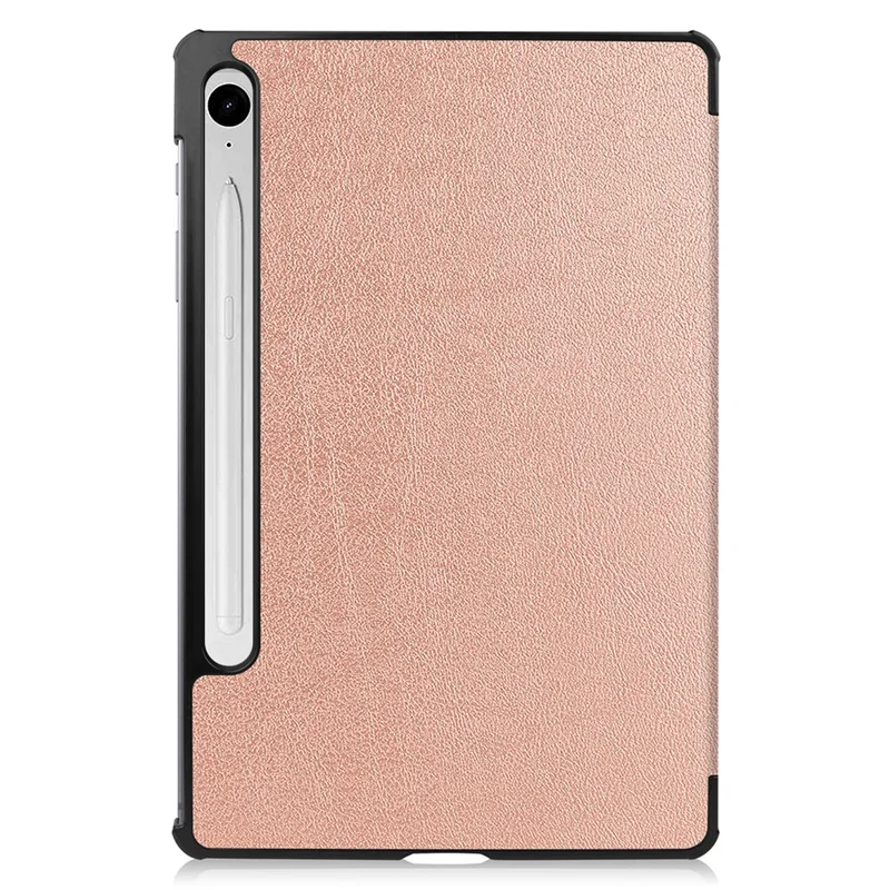 For Samsung Galaxy Tab S10 FE / S9 FE Case Tri-Fold Stand PU Leather Tablet Cover - Rose Gold