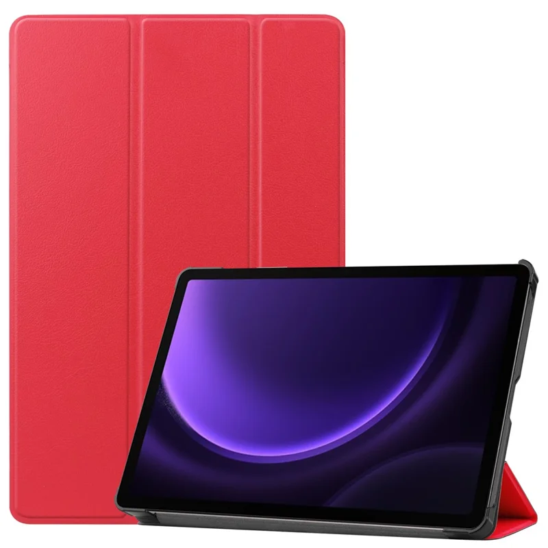 Für Samsung Galaxy Tab S9 FE Hülle Tri-fold Stand PU-Leder Tablet Hülle - Rot