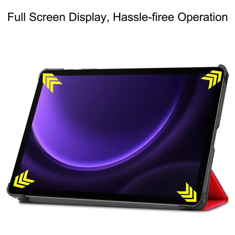 Für Samsung Galaxy Tab S9 FE Hülle Tri-fold Stand PU-Leder Tablet Hülle - Rot