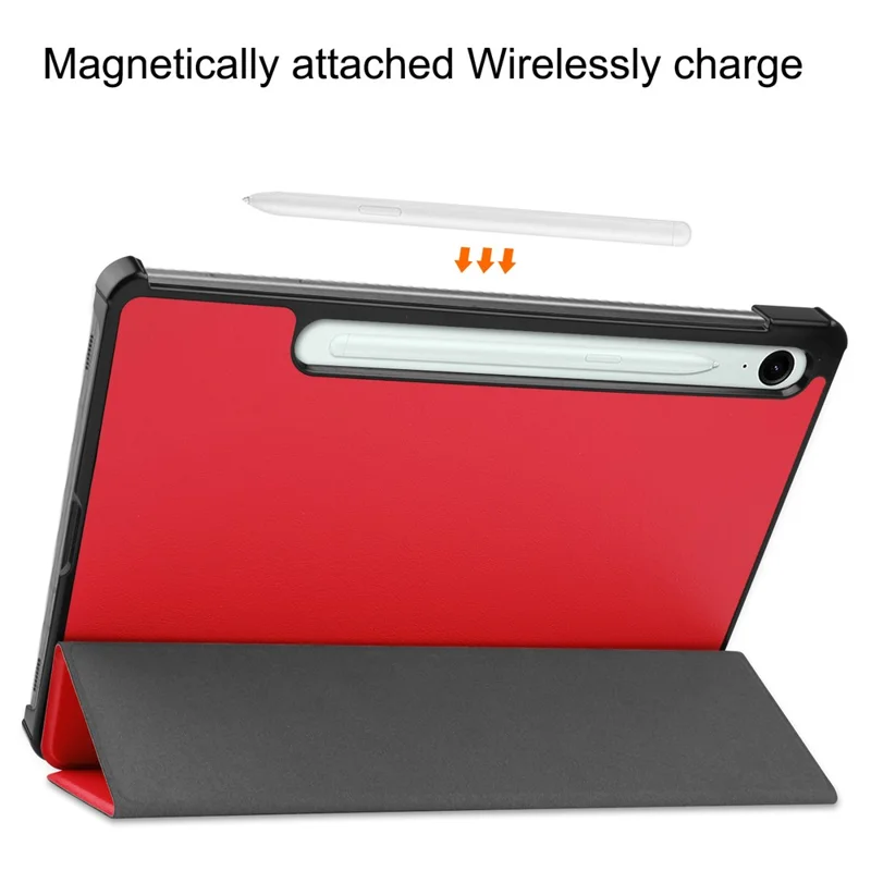 Für Samsung Galaxy Tab S9 FE Hülle Tri-fold Stand PU-Leder Tablet Hülle - Rot
