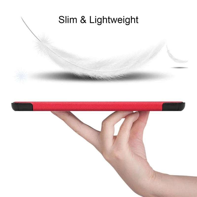 Für Samsung Galaxy Tab S9 FE Hülle Tri-fold Stand PU-Leder Tablet Hülle - Rot