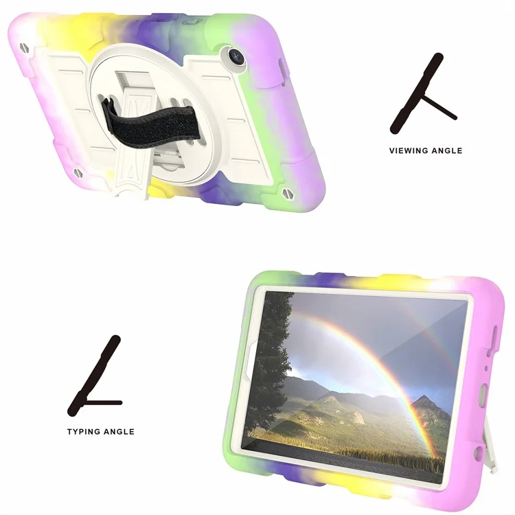 Чехол для Samsung Galaxy Tab A9 с подставкой, защитный чехол из ТПУ + ПК с плечевым ремнем - Фиолетовый