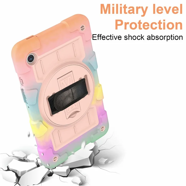 Für Samsung Galaxy Tab A9 Kickstand Case TPU+PC Schutzhülle mit Schultergurt - Buntes Gold