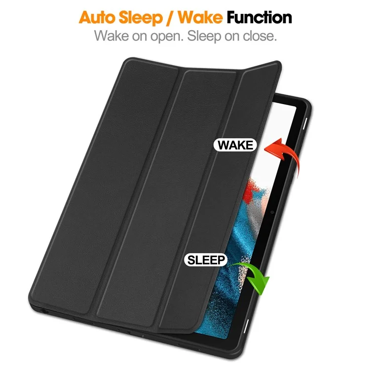 Custodia per Samsung Galaxy Tab A9+ Tri-fold Stand in Pelle Custodia Tablet con Slot per Penna - Nera