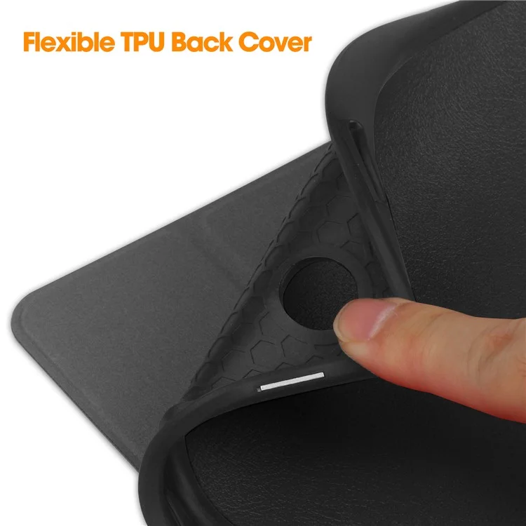 Custodia per Samsung Galaxy Tab A9+ Tri-fold Stand in Pelle Custodia Tablet con Slot per Penna - Nera