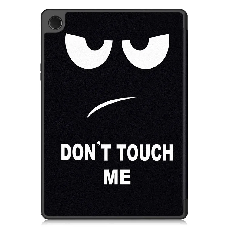 For Samsung Galaxy Tab A9+ Case Pattern Printing PU Leather Tri-Fold Stand Cover with Pen Slot - Don't Touch Me
