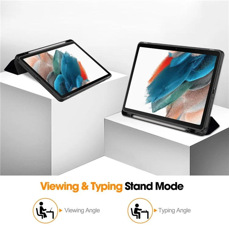 For Samsung Galaxy Tab A9+ Case Pattern Printing PU Leather Tri-Fold Stand Cover with Pen Slot - Don't Touch Me
