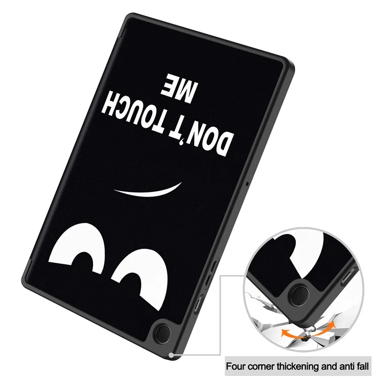 For Samsung Galaxy Tab A9+ Case Pattern Printing PU Leather Tri-Fold Stand Cover with Pen Slot - Don't Touch Me