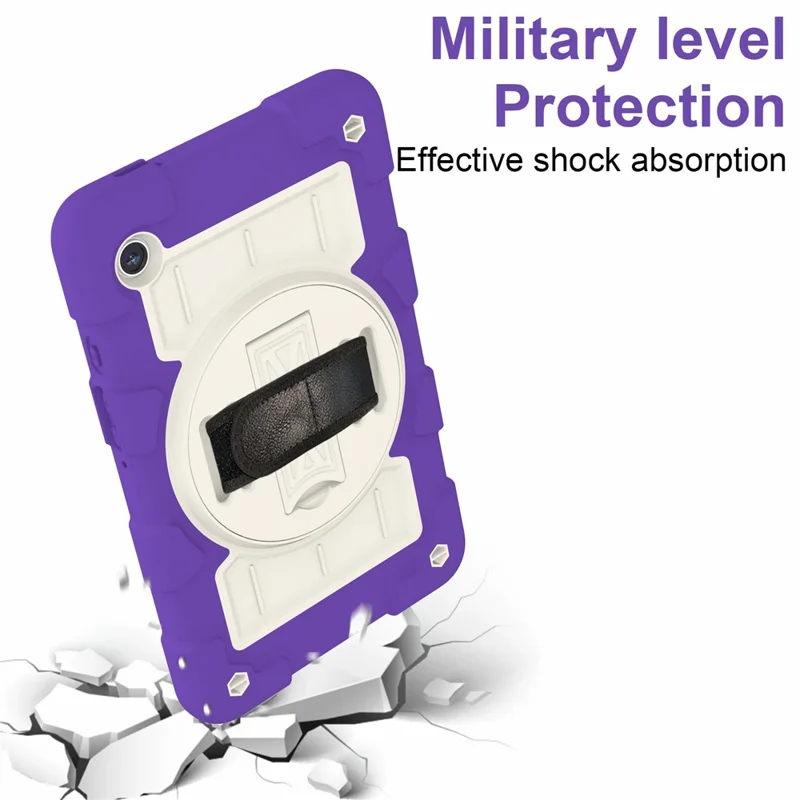 Für Samsung Galaxy Tab A9 Hülle PC+TPU Rotary Hand Band Kickstand Cover mit Tragegurt - Lila