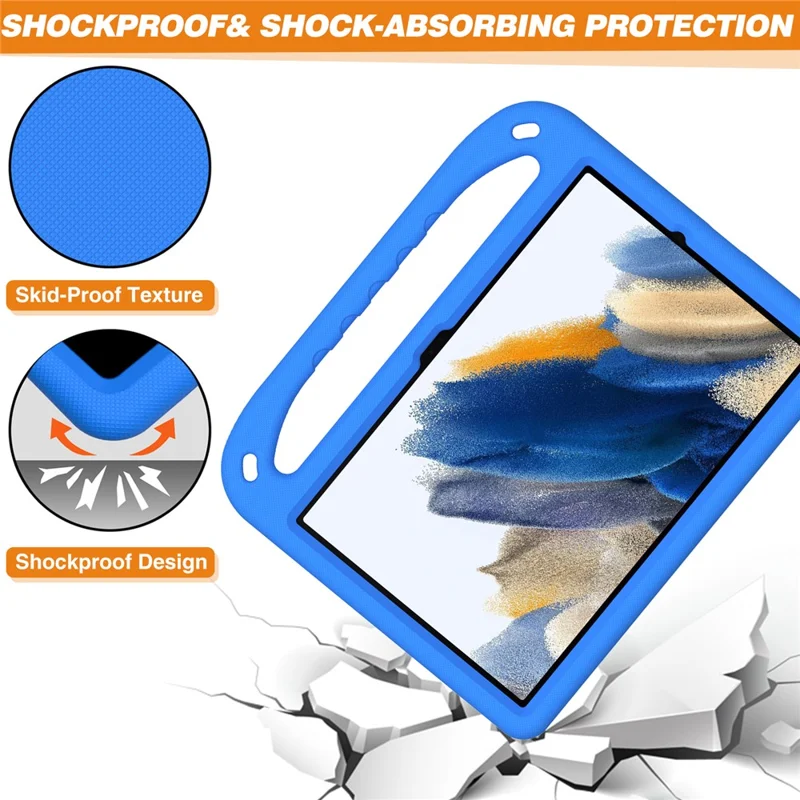 For Samsung Galaxy Tab A11+ / A9+ Case Handle Design EVA Tablet Cover with Kickstand - Blue
