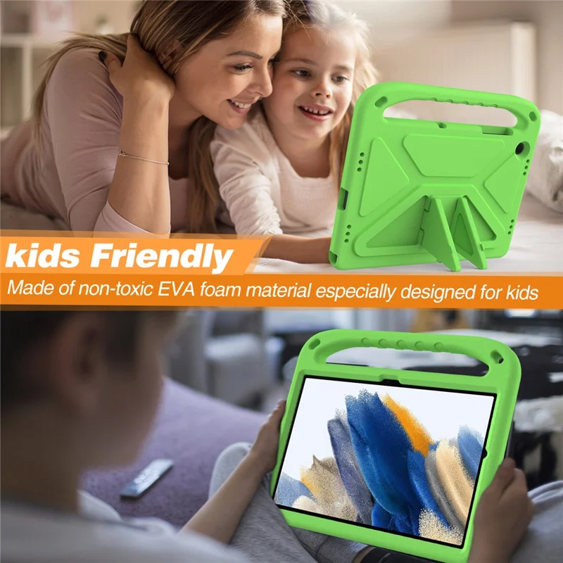 For Samsung Galaxy Tab A11+ / A9+ Case Handle Design EVA Tablet Cover with Kickstand - Green