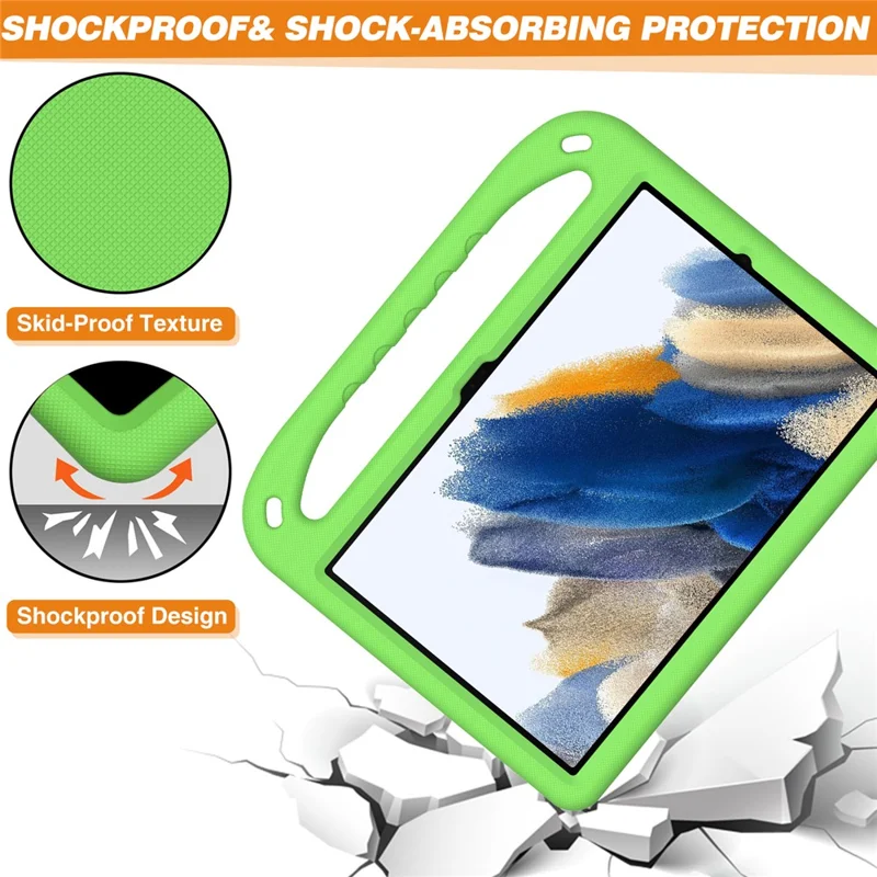 For Samsung Galaxy Tab A11+ / A9+ Case Handle Design EVA Tablet Cover with Kickstand - Green