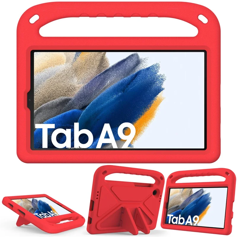 For Samsung Galaxy Tab A11 / A9 Case Shockproof Kickstand EVA Tablet Cover with Handle - Red