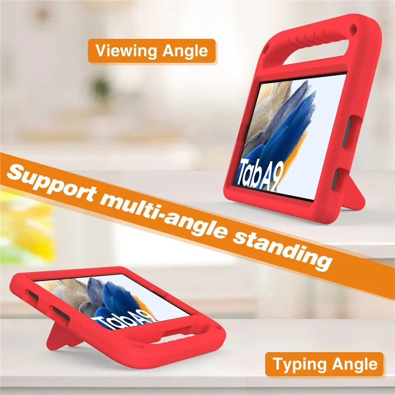 For Samsung Galaxy Tab A11 / A9 Case Shockproof Kickstand EVA Tablet Cover with Handle - Red