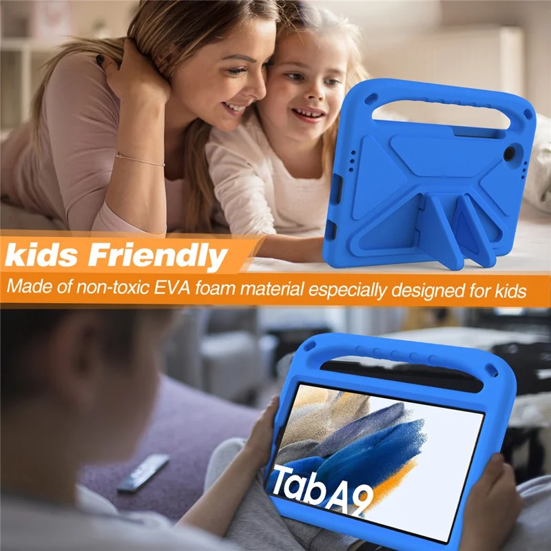 For Samsung Galaxy Tab A9 Case Shockproof Kickstand EVA Tablet Cover with Handle - Blue