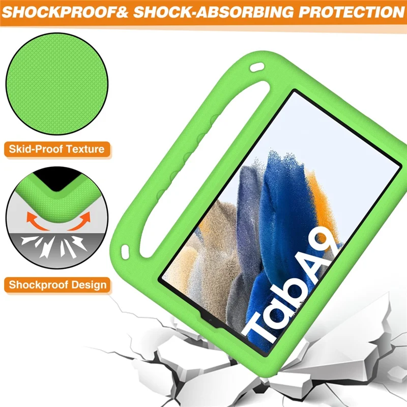 For Samsung Galaxy Tab A11 / A9 Case Shockproof Kickstand EVA Tablet Cover with Handle - Green
