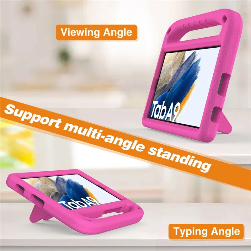 For Samsung Galaxy Tab A11 / A9 Case Shockproof Kickstand EVA Tablet Cover with Handle - Rose