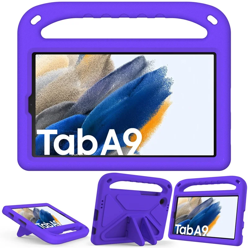 For Samsung Galaxy Tab A11 / A9 Case Shockproof Kickstand EVA Tablet Cover with Handle - Purple