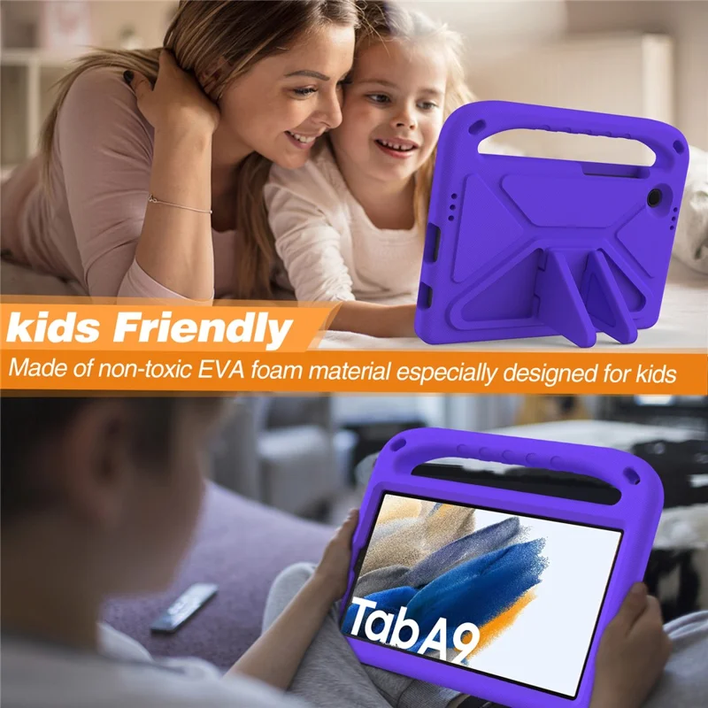 For Samsung Galaxy Tab A11 / A9 Case Shockproof Kickstand EVA Tablet Cover with Handle - Purple