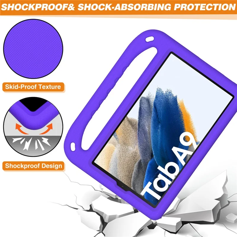 For Samsung Galaxy Tab A11 / A9 Case Shockproof Kickstand EVA Tablet Cover with Handle - Purple