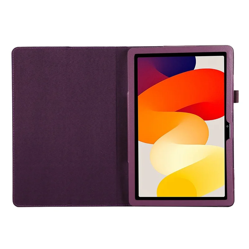 For Xiaomi Redmi Pad SE PU Leather Tablet Case Litchi Texture Bi-fold Stand Cover - Purple