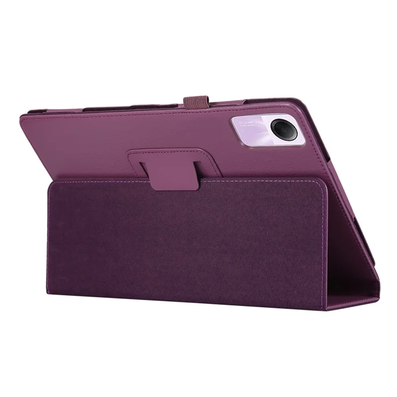 For Xiaomi Redmi Pad SE PU Leather Tablet Case Litchi Texture Bi-fold Stand Cover - Purple