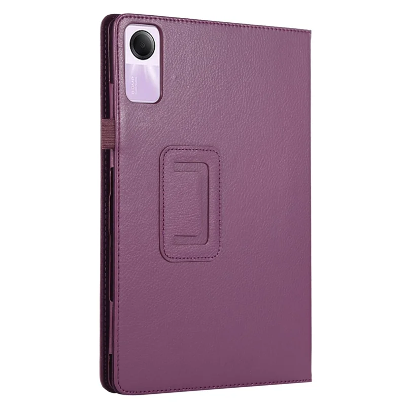 For Xiaomi Redmi Pad SE PU Leather Tablet Case Litchi Texture Bi-fold Stand Cover - Purple