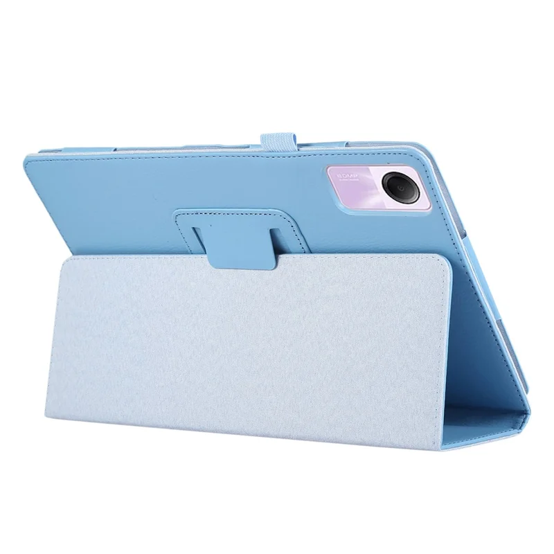 For Xiaomi Redmi Pad SE PU Leather Tablet Case Litchi Texture Bi-fold Stand Cover - Blue